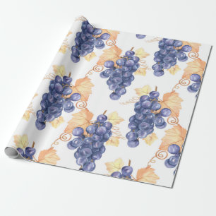 Papel De Regalo Uvas moradas sin soldadura en blanco aislado por