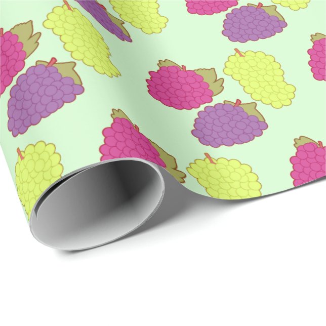 Papel De Regalo Uvas Rojas, Verdes Y Púrpura (Esquina del rollo)