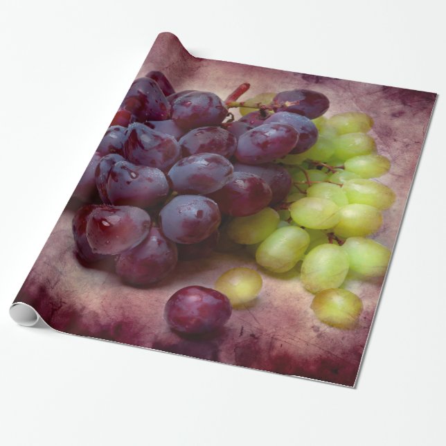 Papel De Regalo Uvas Rojas Y Verdes (Desenrollado)
