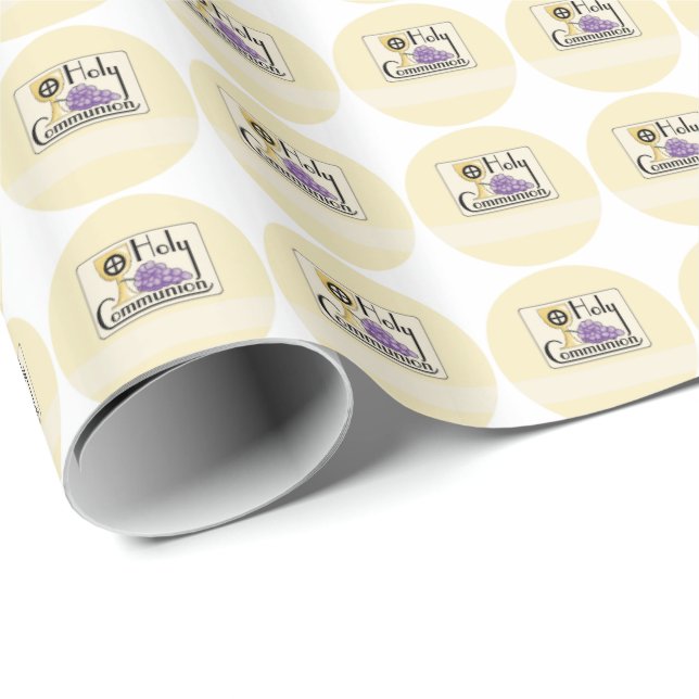 Papel De Regalo Uvas y Copa de Primera Comunión, Personalizable (Esquina del rollo)