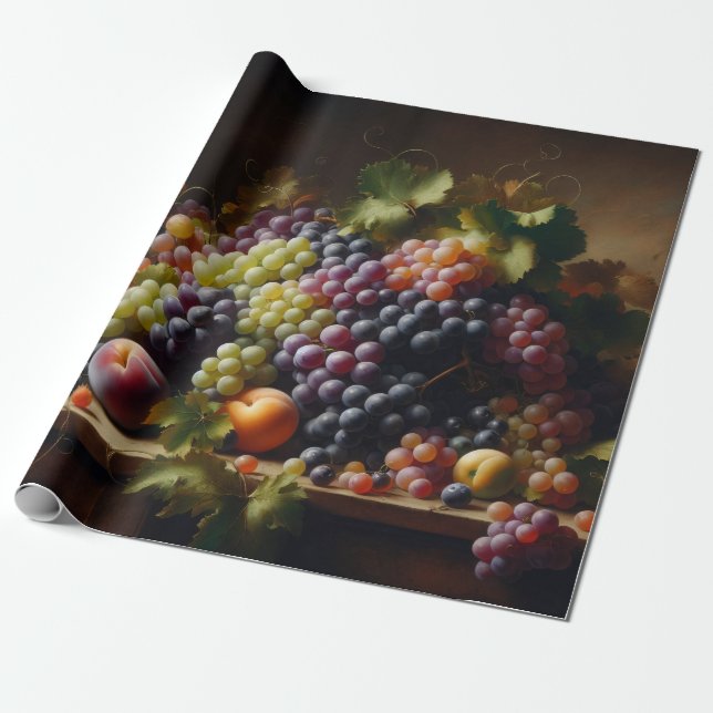 Papel De Regalo Uvas y fruta: pintura para la vida (Desenrollado)