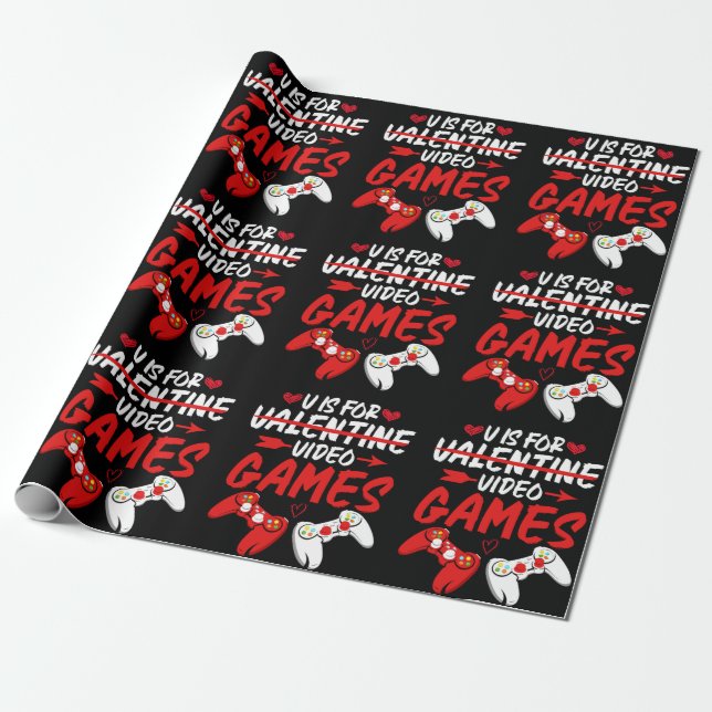 Papel De Regalo V Es Para Videojuegos Divertidos Día de San Valent (Desenrollado)