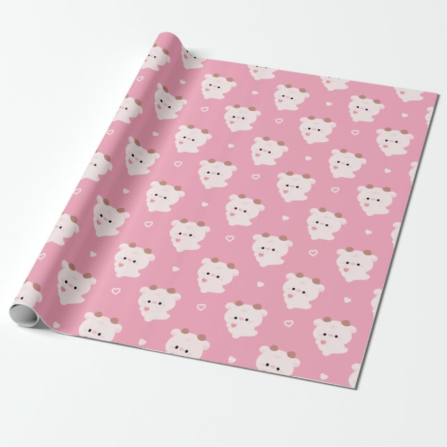 Papel De Regalo Vaca de amor adorable (Desenrollado)