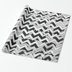 Papel De Regalo Vaca de Chevron en blanco y negro