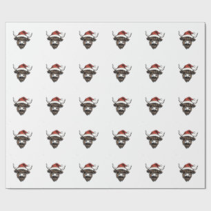 Papel De Regalo Vaca de las Tierras Altas de Navidad Xmas Santa La