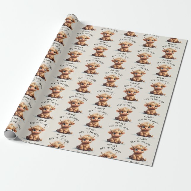 Papel De Regalo Vaca Highland nueva en el rebaño (Desenrollado)
