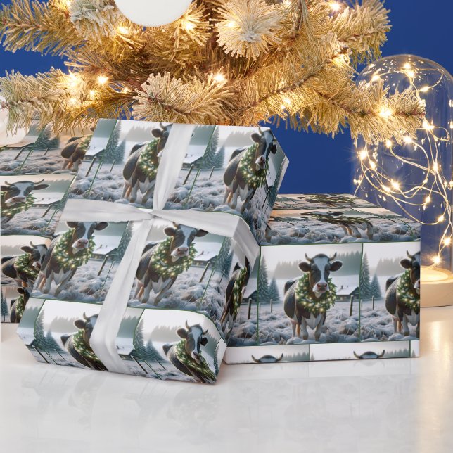 Papel De Regalo Vaca Holstein Con La Leyenda De Navidades Brillant (Vacaciones)