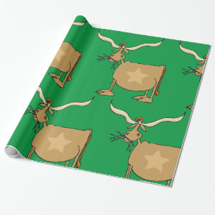 Papel De Regalo Vaca Longhorn de Texas con Estrella