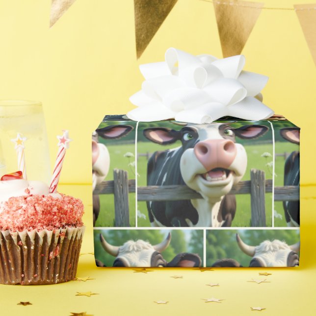 Papel De Regalo Vaca personalizado Encima De Una Vecina (Fiesta de cumpleaños )