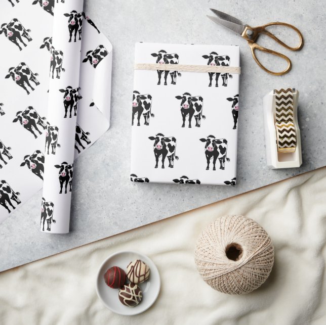 Papel De Regalo Vaca personalizado Sobre Blanco (Artesanía)