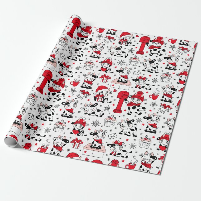 Papel De Regalo Vaca Santa Es Navidad (Desenrollado)