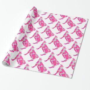 Papel De Regalo Vaca Silueta Rosa Fucsia y Blanco