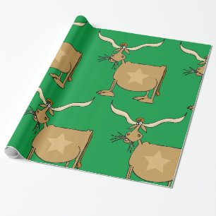 Papel De Regalo Vaca Texas Longhorn con Estrella
