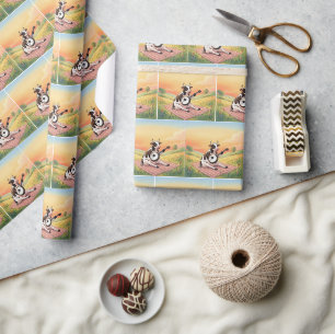 Papel De Regalo Vaca tocando un banjo en una manta