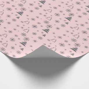 Papel De Regalo Vacaciones Copos de nieve blancos Árboles navide
