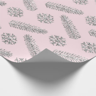 Papel De Regalo Vacaciones de árbol de Navidad rosado Purpurina Co