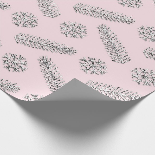 Papel De Regalo Vacaciones de árbol de Navidad rosado Purpurina Co (Esquina)