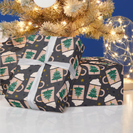 Papel De Regalo Vacaciones de árbol navideño de chocolate caliente