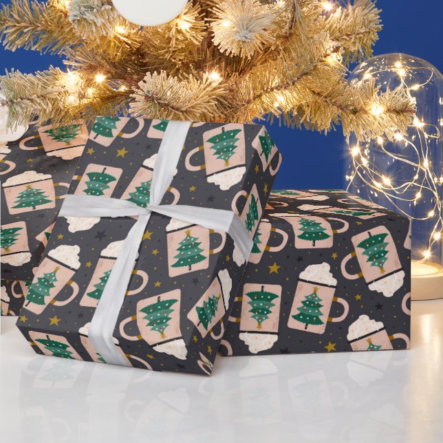 Papel De Regalo Vacaciones de árbol navideño de chocolate caliente (Vacaciones)