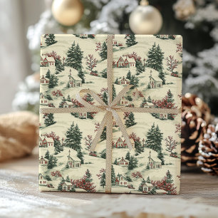 Papel De Regalo Vacaciones de árbol navideño victoriano con toile 