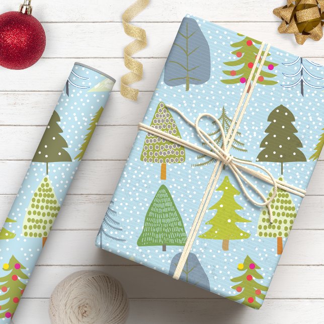 Papel De Regalo Vacaciones de árboles de navidad con nieve (Subido por el creador)
