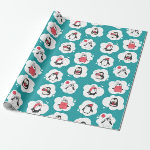 Papel De Regalo Vacaciones de invierno en Pingüino
