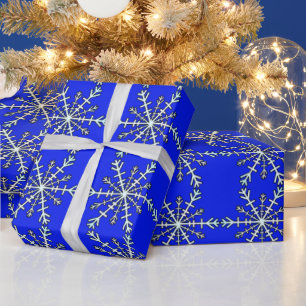 Papel De Regalo Vacaciones de los Navidades Blue Ice Snowflakes