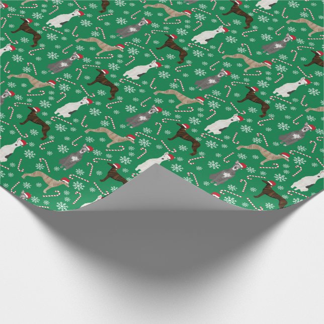 Papel De Regalo Vacaciones de los Navidades de los perros Whippet (Esquina)