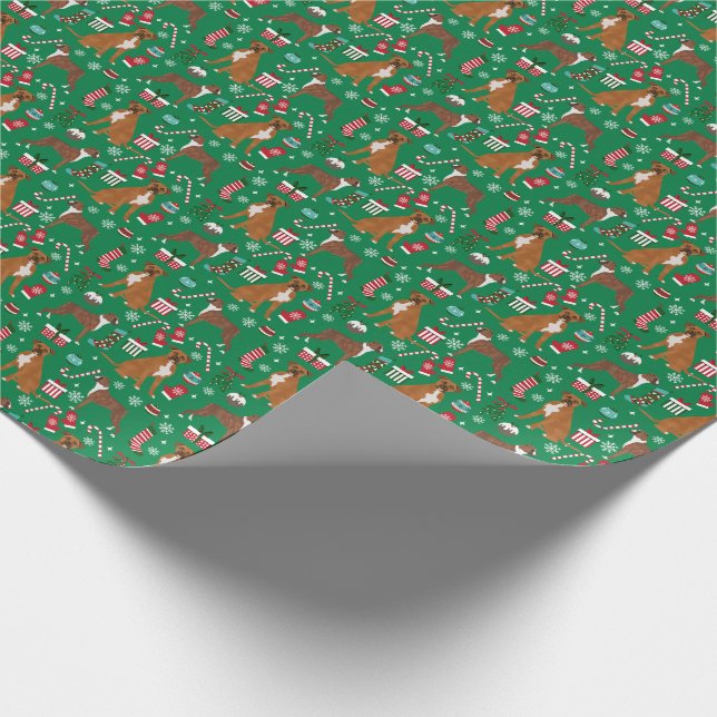 Papel De Regalo Vacaciones de los Navidades de perro boxeador (Esquina)