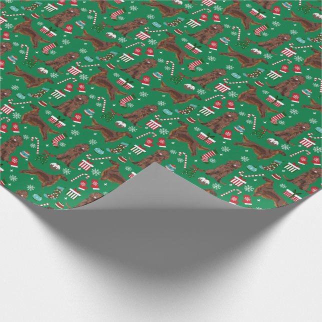 Papel De Regalo Vacaciones de los Navidades de Setter Dog irlandes (Esquina)