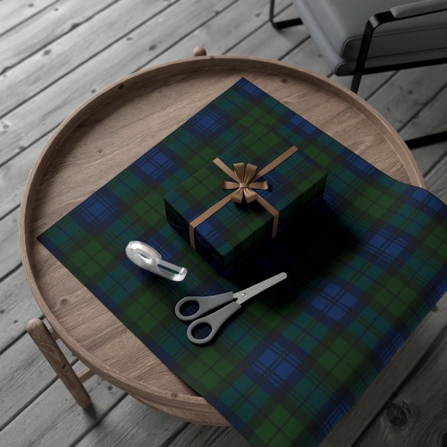 Papel De Regalo Vacaciones de los Navidades verdes de Plaid Tartán (Plaid Campbell Military Tartan Wrapping Paper)