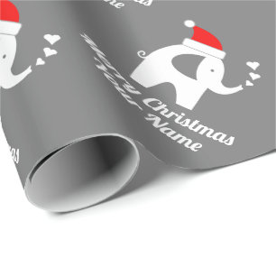 Papel De Regalo Vacaciones de Navidades de niños de elefantes gri