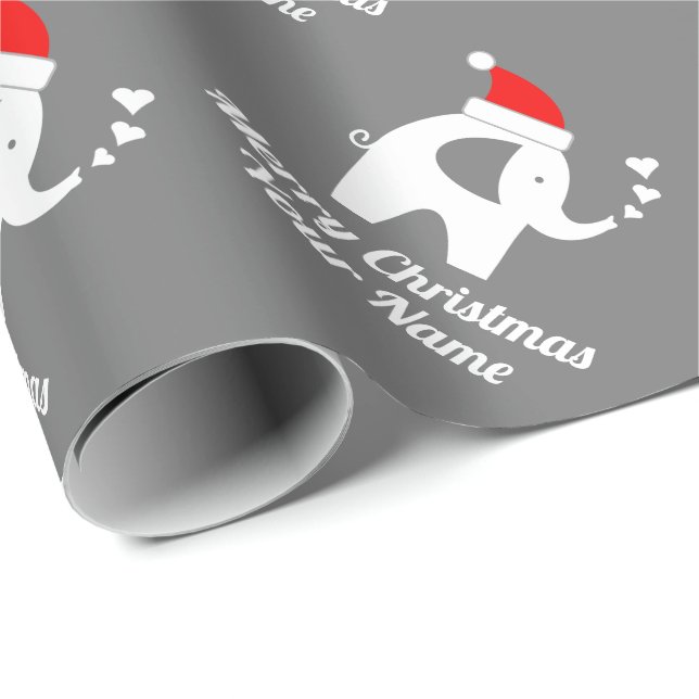 Papel De Regalo Vacaciones de Navidades de niños de elefantes gris (Esquina del rollo)