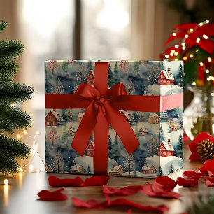 Papel De Regalo Vacaciones de Navidades de Villa Suiza en Invierno