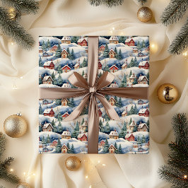 Papel De Regalo Vacaciones de Navidades de Villa Suiza en Invierno