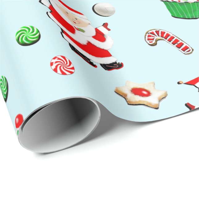 Papel De Regalo Vacaciones de Navidades de voleibol chicas (Esquina del rollo)