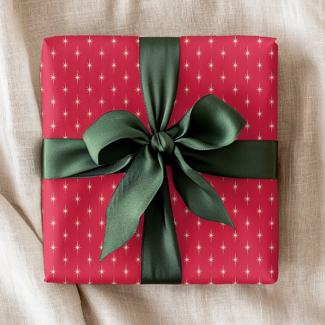 Papel De Regalo Vacaciones de Navidades rojos en el patrón estelar (Subido por el creador)