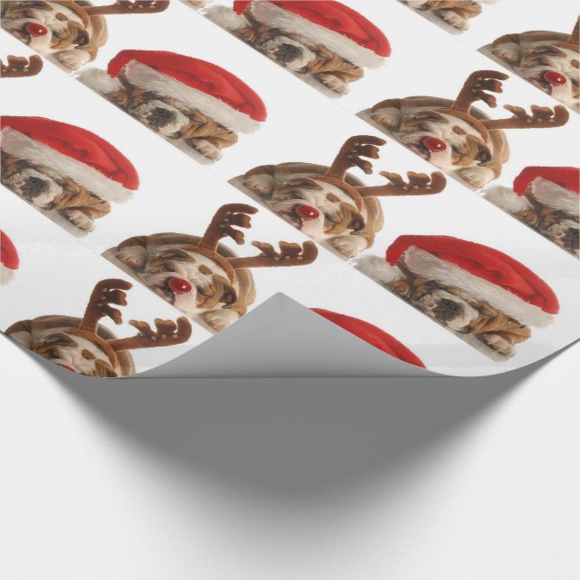 Papel De Regalo Vacaciones de Navidades rojos para perros con traj (Esquina)