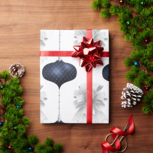 Papel De Regalo Vacaciones de Ornamentos Azules de Bows Blancos