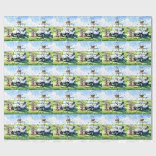 Papel De Regalo Vacaciones de Pascua de golf con carrito de golf y