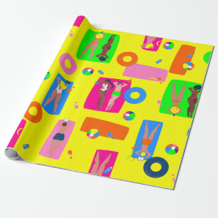 Papel De Regalo vacaciones de verano en la playa gente tomando el 