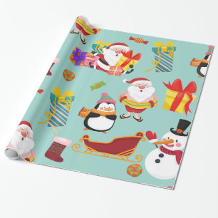 Papel De Regalo vacaciones de verano navidades de santa sleigh