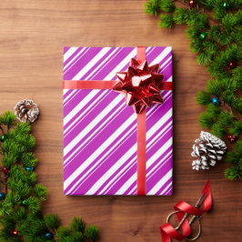 Papel De Regalo Vacaciones en franja blanca y rosa de caramelo