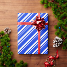 Papel De Regalo Vacaciones en franja de caña azul de cobalto blanc