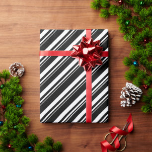 Papel De Regalo Vacaciones en franja de caña blanca y negra
