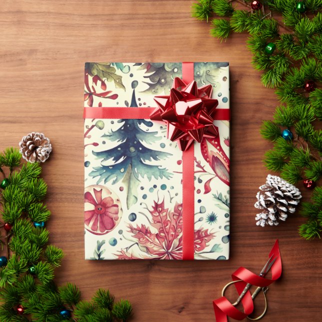 Papel De Regalo Vacaciones en invierno de árboles de vacaciones (Regalo de vacaciones)