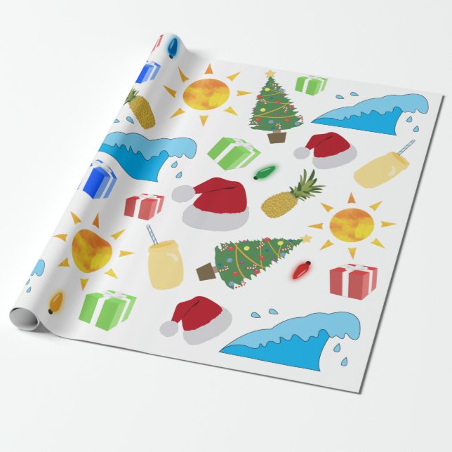 Papel De Regalo Vacaciones en la playa de verano para navidades (Desenrollado)