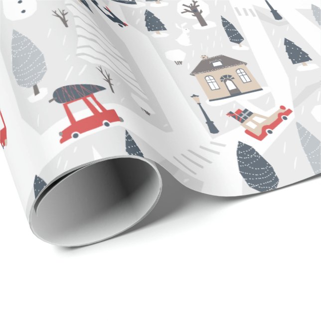 Papel De Regalo Vacaciones en los Navidades de la ciudad (Esquina del rollo)