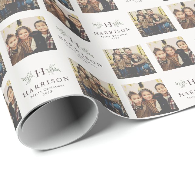 Papel De Regalo Vacaciones fotográficas personalizadas en monogram (Esquina del rollo)