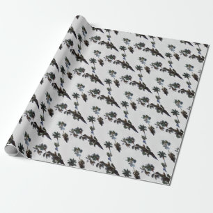 Papel De Regalo Vacaciones Palmas Tropicales Acuarela Artística